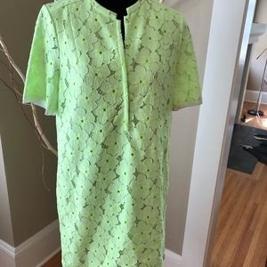 Diane Von Furstenberg Neon Green Lace Midi Dress